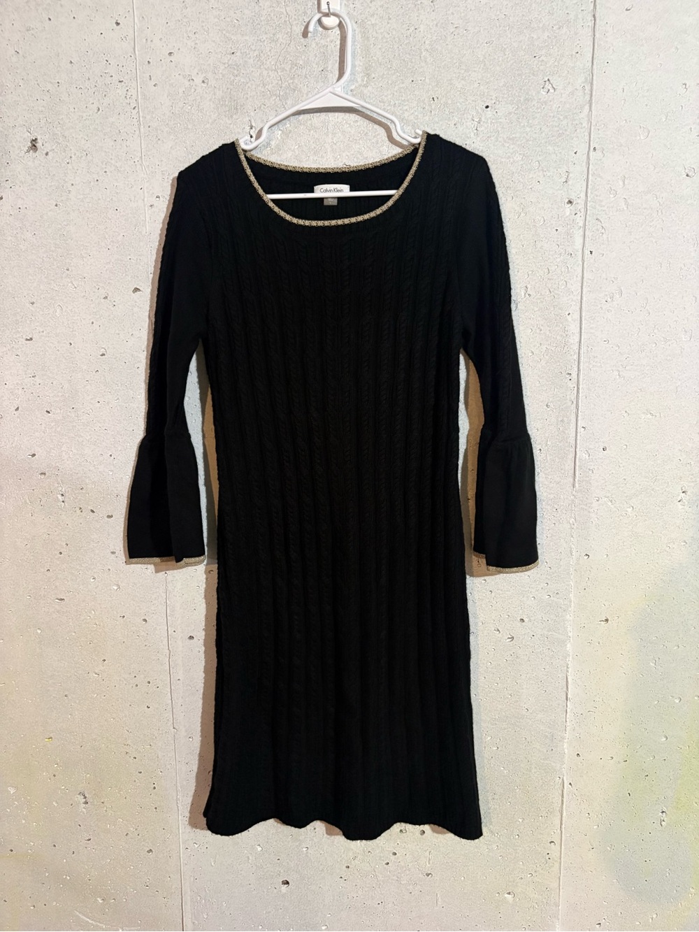 Calvin Klein Cable Knit Long Sleeve Sweater Dress | Size: Large